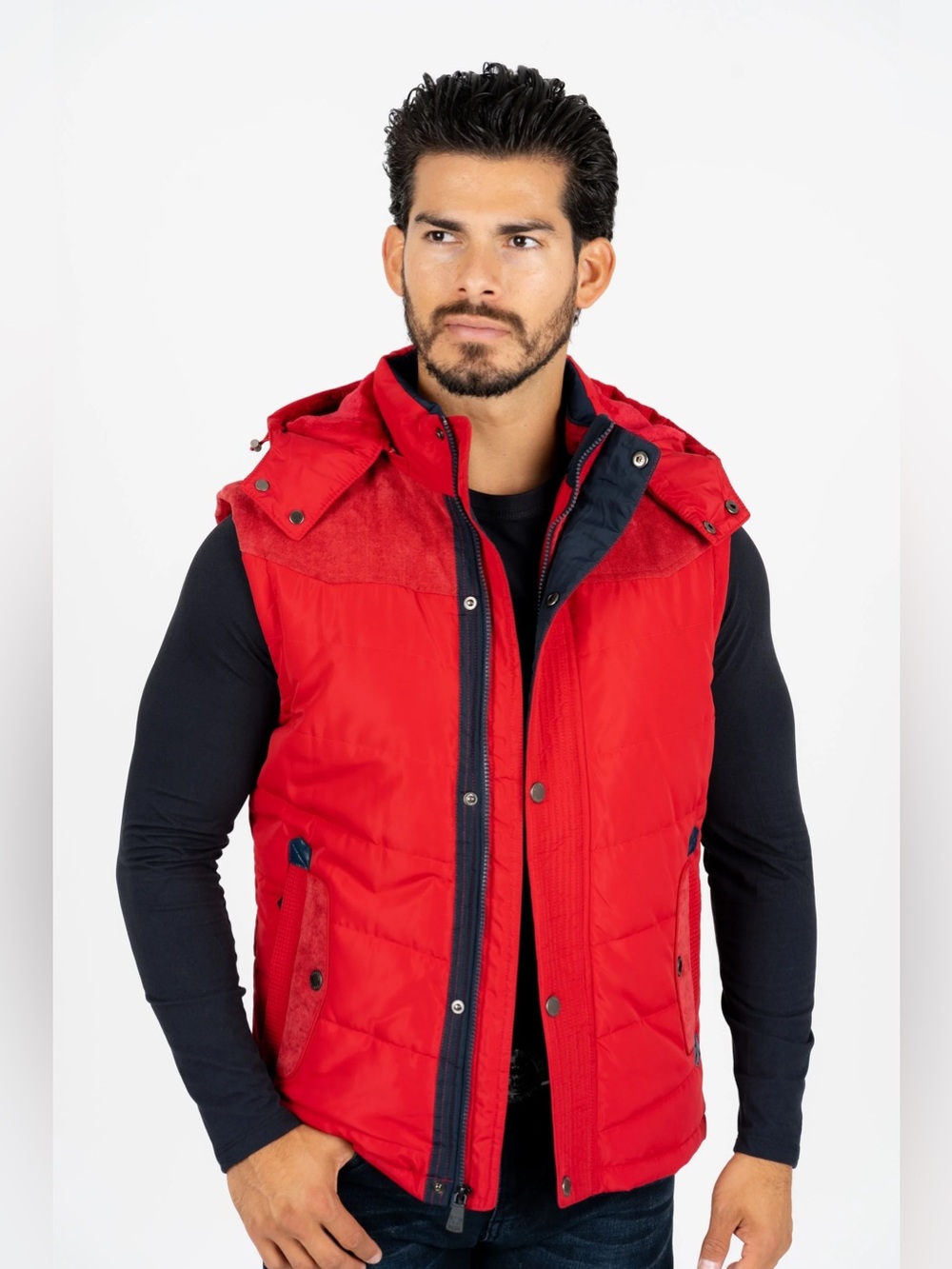 Platini Men's Red Hooded Puffer Vest - Lightweight Layering